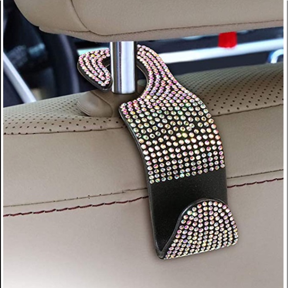 Purse BLING silver / black hook hanger crystal keep your expensive bag off floor - Picture 5 of 7